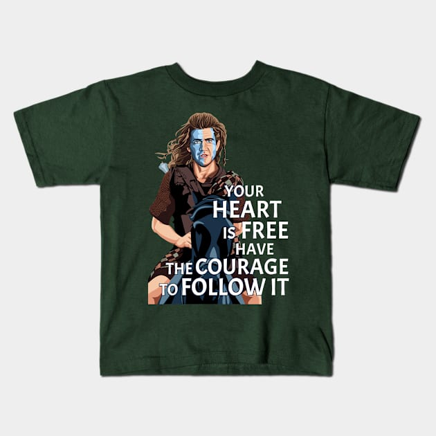 WILLIAM WALLACE Courage Kids T-Shirt by Tiro1Linea